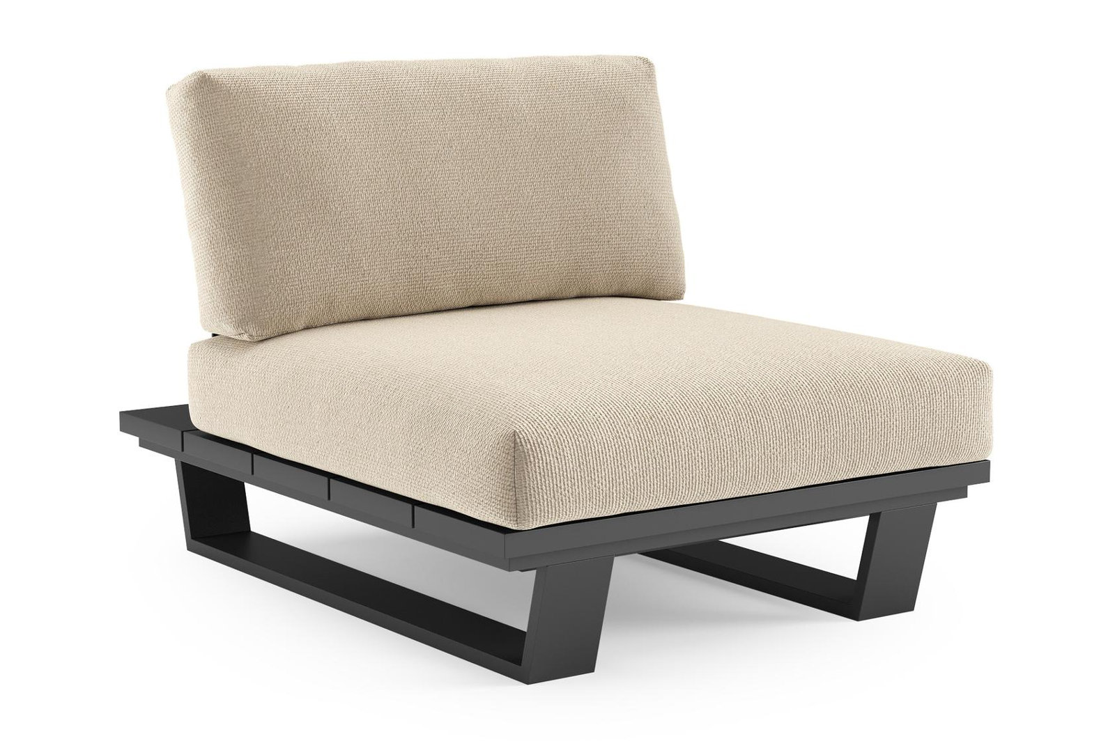 Fauteuil de jardin Pagino en aluminium noir et coussins en all weather cosytica althea chalk
