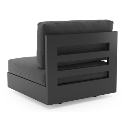 Como loungestoel in zwart aluminium met lopi shadow all weather sunbrella® luxe kussen