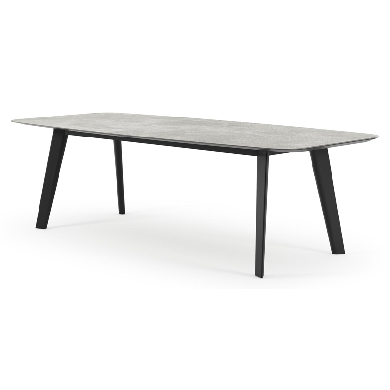 Table de jardin Lacrima forme de bateau en aluminium noir et céramique pleine New York - Lg. 255 x Lrg. 115 x Haut. 75 cm