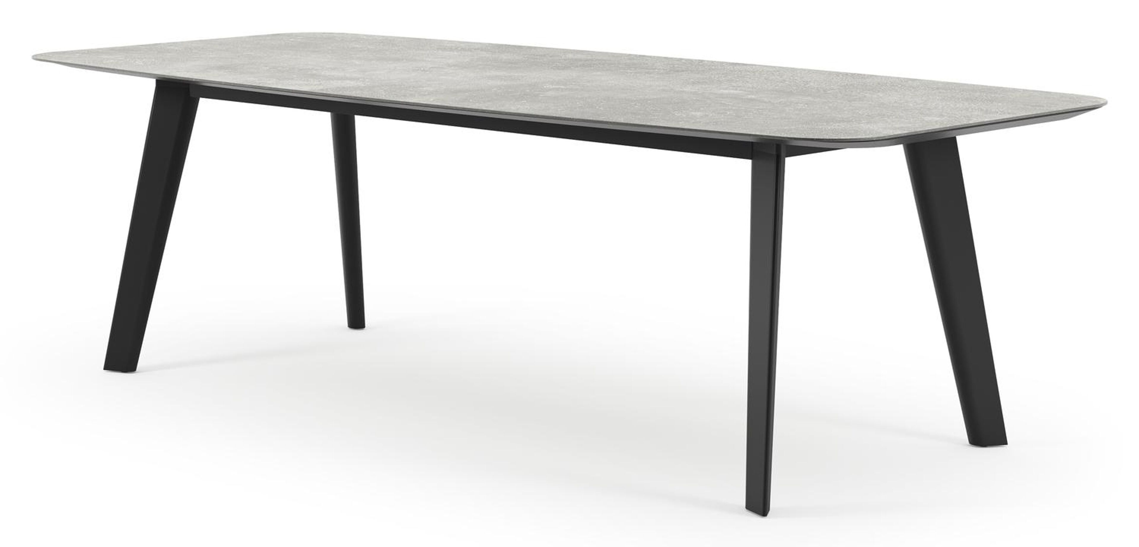 Lacrima tuintafel bootvorm in zwart aluminium en volkeramiek New York - L 255 x B 115 x H 75 cm