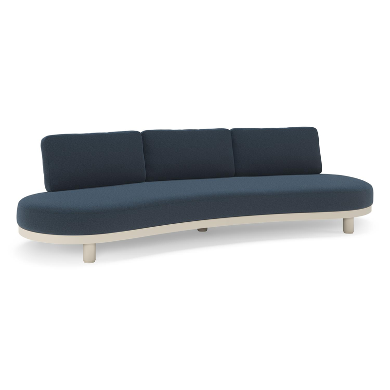 Donato loungebank in beige aluminium met All Weather Sunbrella® luxe Heritage Indigo kussen