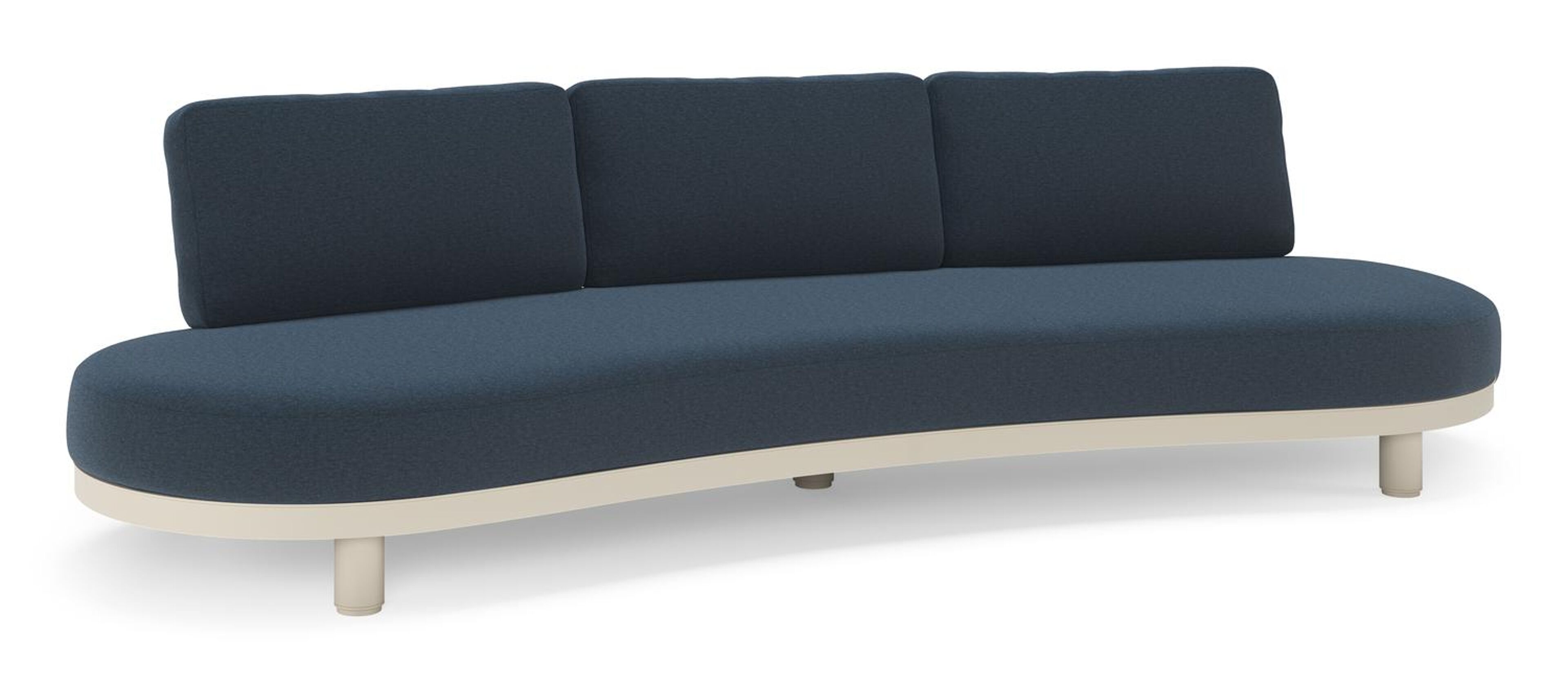 Donato loungebank in beige aluminium met All Weather Sunbrella® luxe Heritage Indigo kussen