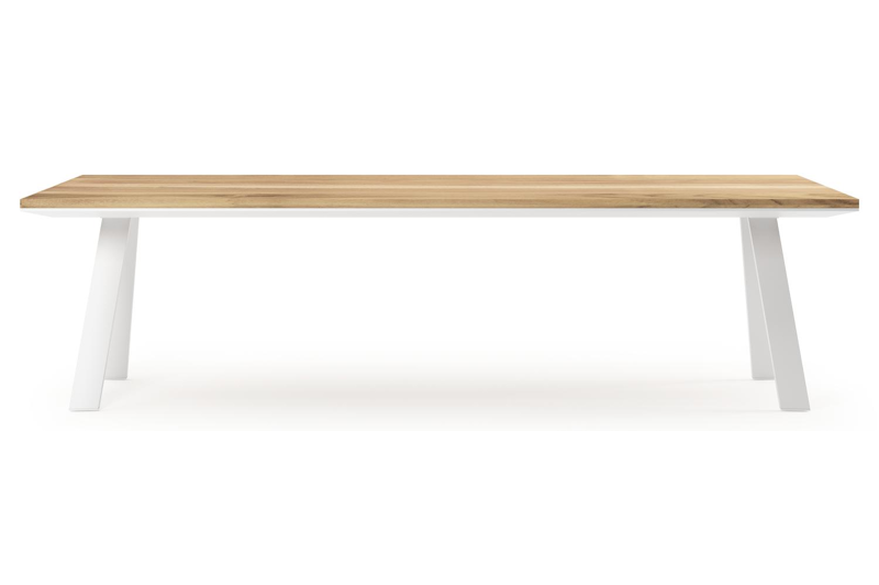 Cesano tuintafel rechthoekig in wit aluminium en teak - L 280 x B 110 x H 75 cm