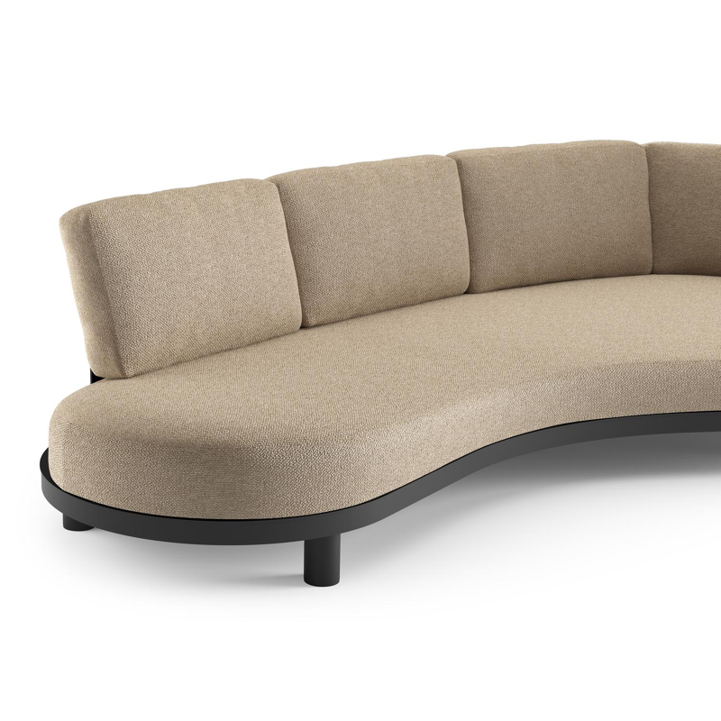 Donato loungebank in zwart aluminium met madagascar oak all weather cosytica kussen