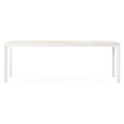 Malito tuintafel rechthoekig in wit aluminium en volkeramiek Rapolano L 220 x B 70 cm
