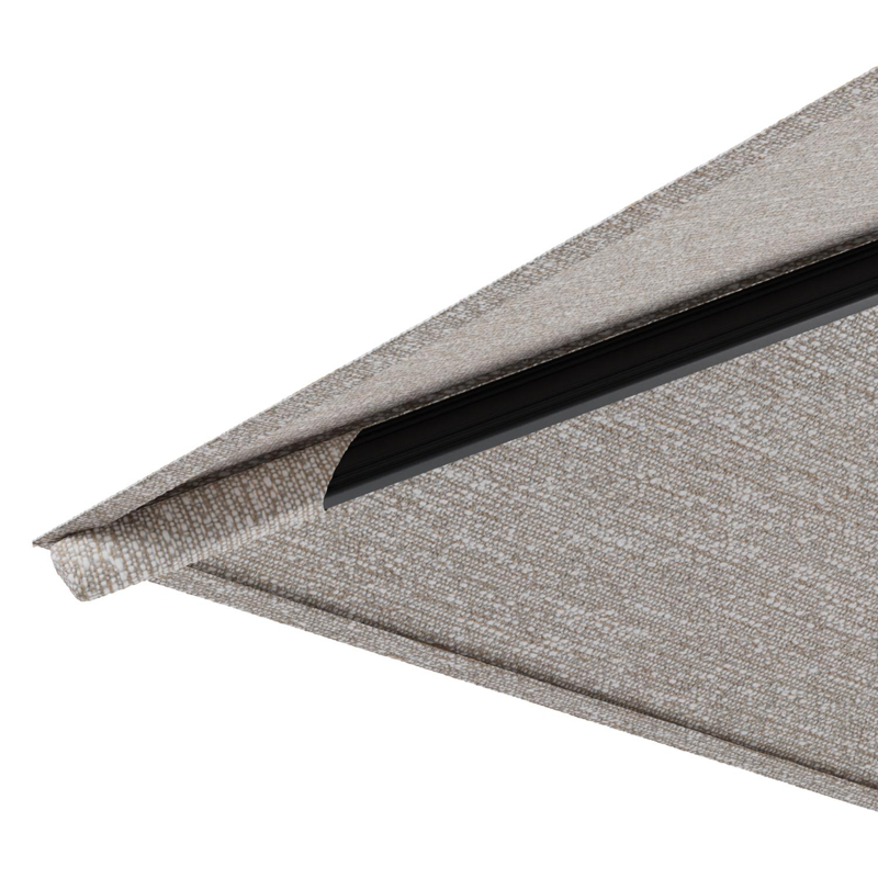 Parasol pendant Rufina avec fonction tilt en aluminium noir et toile de parasol en All Weather Sunbrella® Luxe Tundra Sand  - Lg.1 300 x Lg.2 300 cm (sans pied de parasol