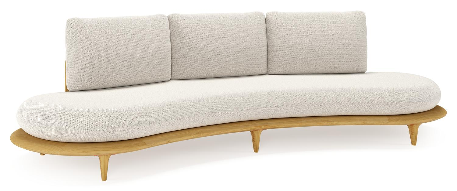 Canape de jardin Bomero en teck et coussins en all weather solica firenze natural