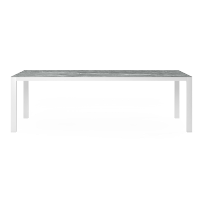 Table de jardin Como en aluminium blanc et ceramique pleine mar del plata - Lg. 240 x Larg. 100 x H 75,6 cm
