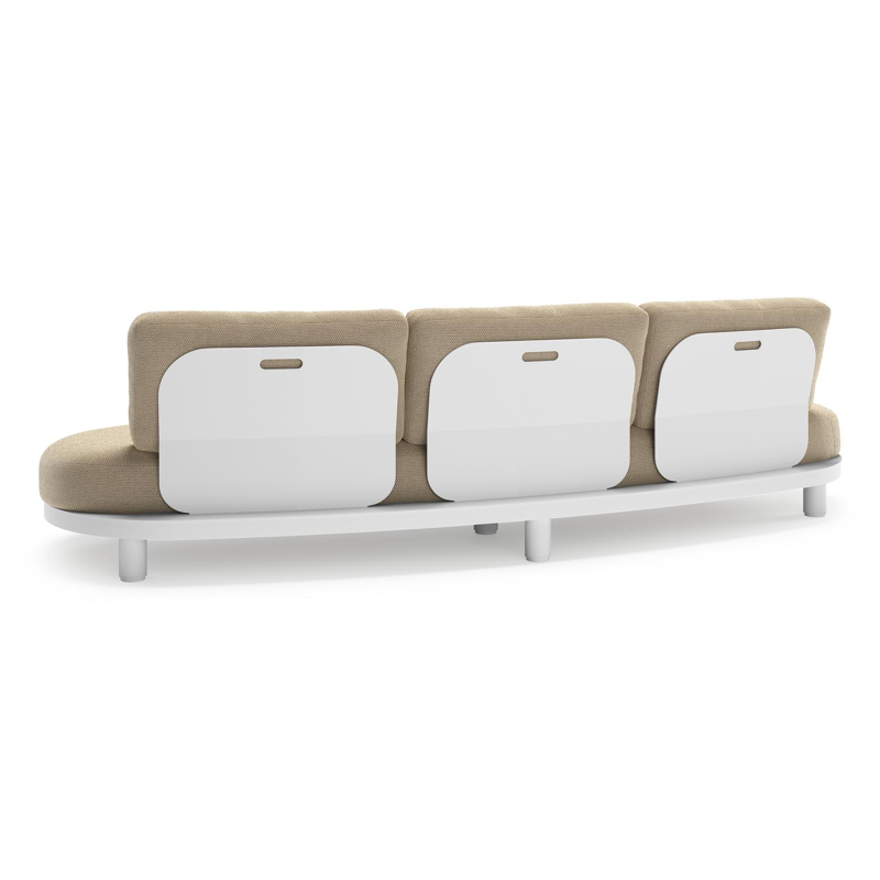 Canapé de jardin Donato en aluminium blanc et coussins en all weather cosytica Althea Camel