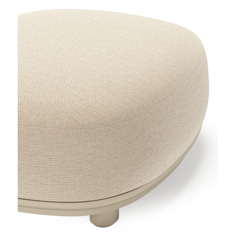 Vadelo poef in beige aluminium met althea chalk all weather cosytica kussen