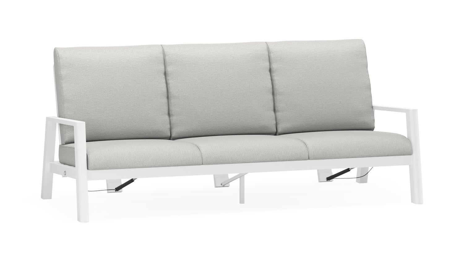 Cirello loungebank 3-zit in wit aluminium met savane nimbus all weather sunbrella® luxe kussen