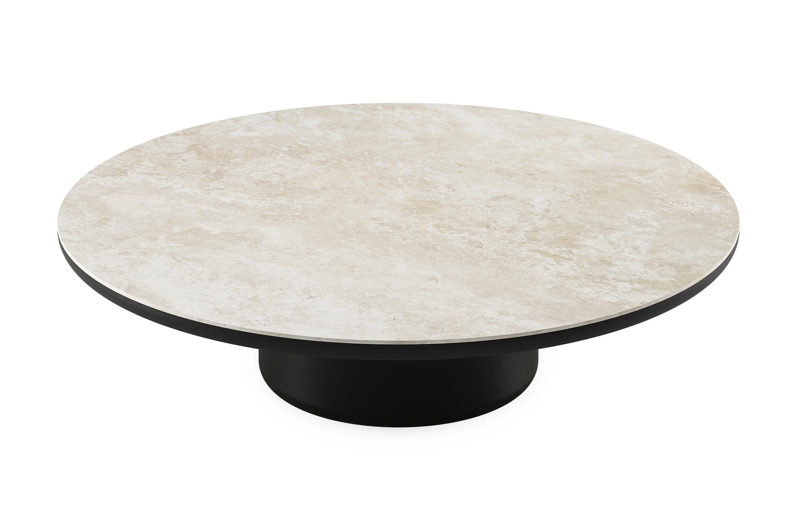 Amico loungetafel rond in zwart aluminium en volkeramiek Rapolano - Dia. 110 x H 28 cm