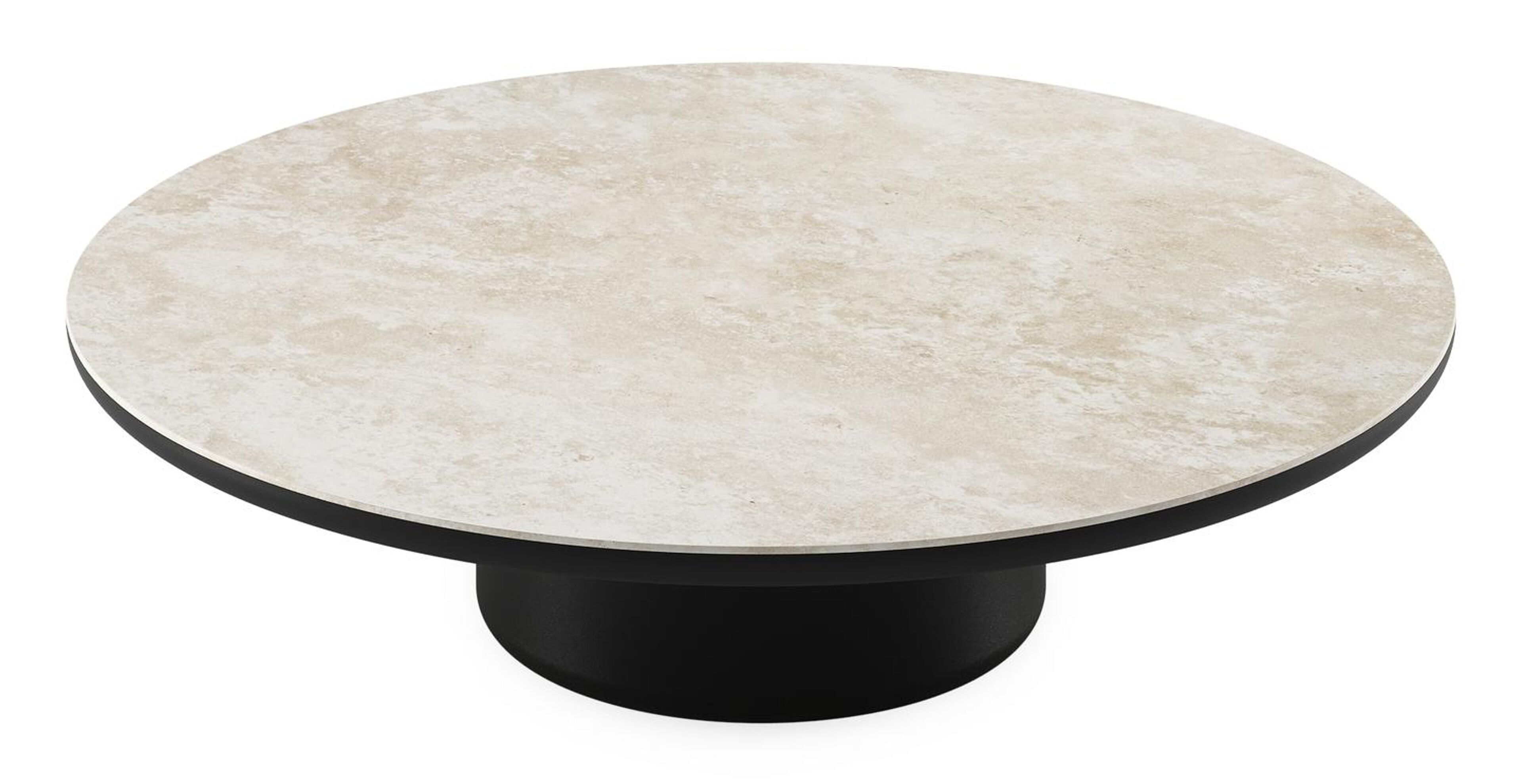 Table de basse Amico ronde en aluminium noir et céramique pleine Rapolano - Diam. 110 x Haut. 28 cm