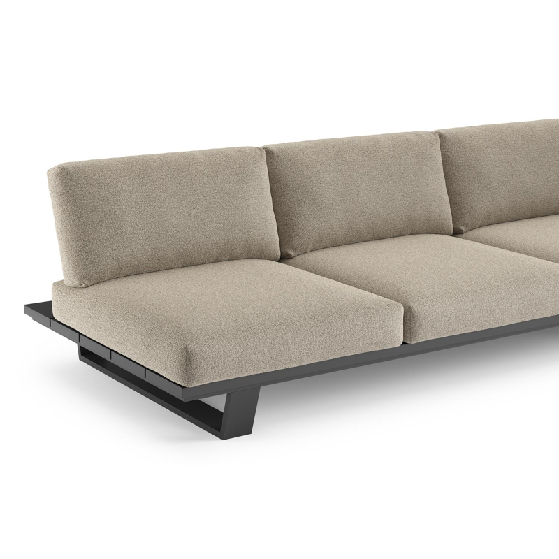 Pagino loungehoek in zwart aluminium met catania beige all weather cosytica kussen