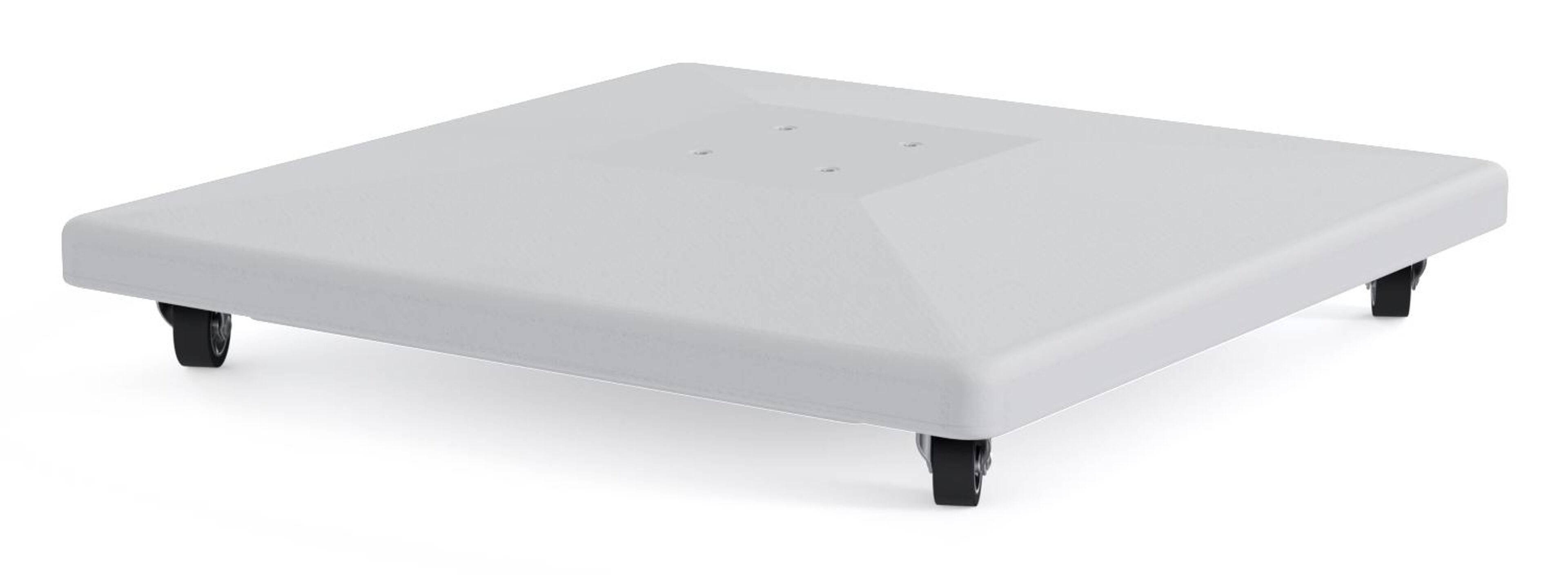 Calpe zweefparasol in wit aluminium en beige Weather+ Softtouch parasoldoek - L1 270 x L2 270 cm met Calpe parasolvoet 70 kg met wielen