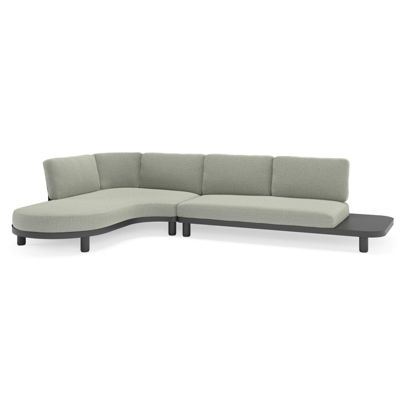 Donato loungehoek in zwart aluminium met all weather sunbrella® luxe Savane Leaf kussen