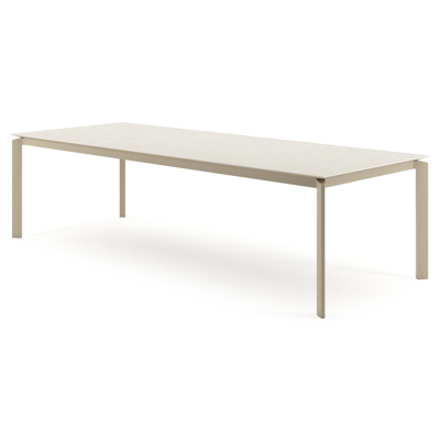 Cirello tuintafel rechthoekig in beige aluminium en volkeramiek Shilin - L 280 x B 110 x H 74.5 cm