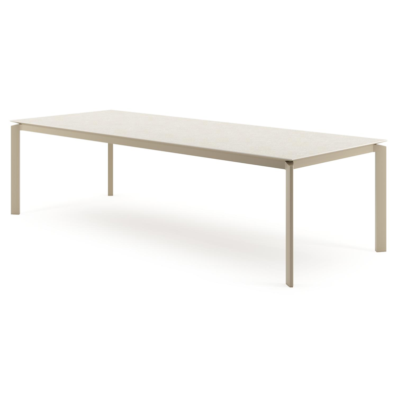 Cirello tuintafel rechthoekig in beige aluminium en volkeramiek Shilin - L 280 x B 110 x H 74.5 cm