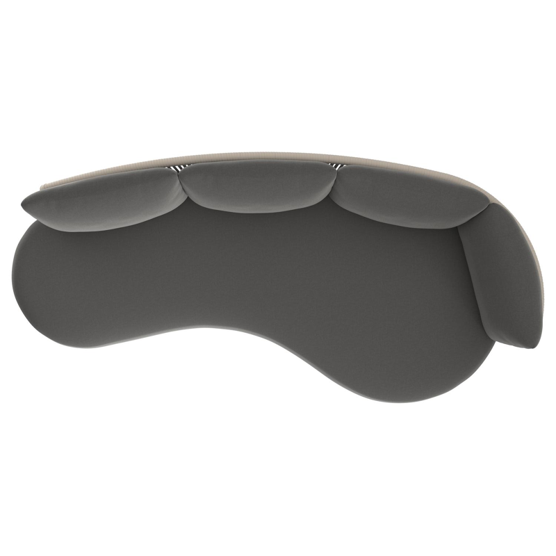 Lomano loungebank in zwart aluminium en beige verticaal geweven luxe vlakke rope met natte charcoal chine all weather sunbrella® luxe kussen