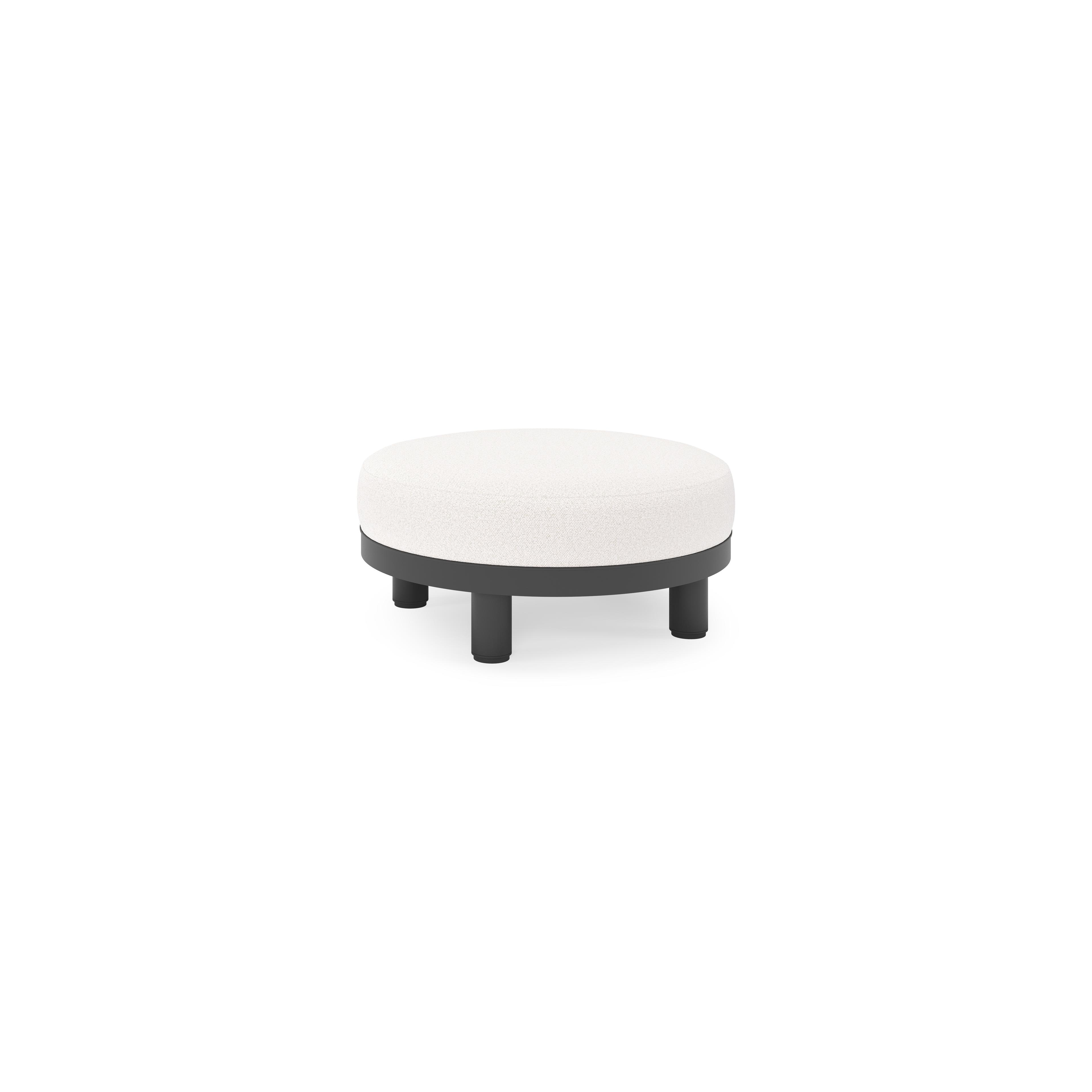 Donato lounge poef in zwart aluminium met All Weather Solica Ego Eggshell kussen
