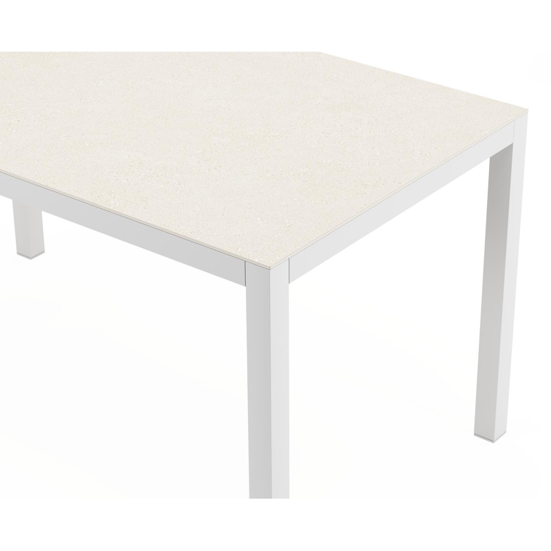 Feltro tuinset in wit aluminium en sintered stone Crema minerale met 2 Cosa tuinstoelen