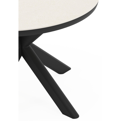 Pamplona tuintafel rond in zwart aluminium en sintered stone Crema minerale - Dia. 105 x H 72 cm