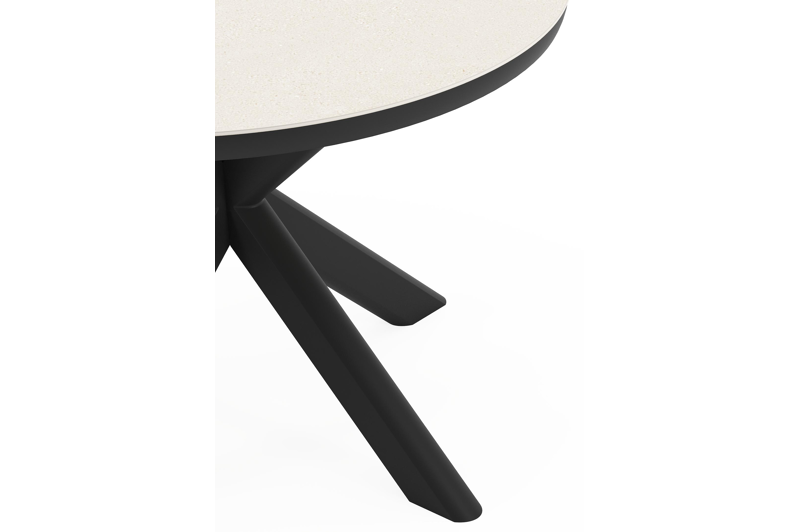 Pamplona tuintafel rond in zwart aluminium en sintered stone Crema minerale - Dia. 105 x H 72 cm