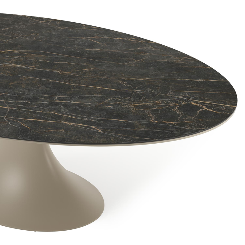 Fano tuintafel ovaal in beige aluminium en volkeramiek Black Obsession - L 240 x B 135 x H 75 cm