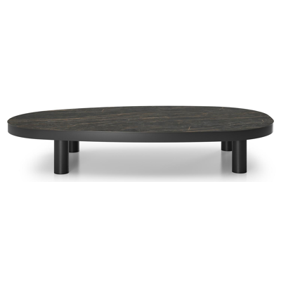 Donato loungetafel in zwart aluminium en black obsession volkeramiek - L 151 x B 90 x H 25 cm