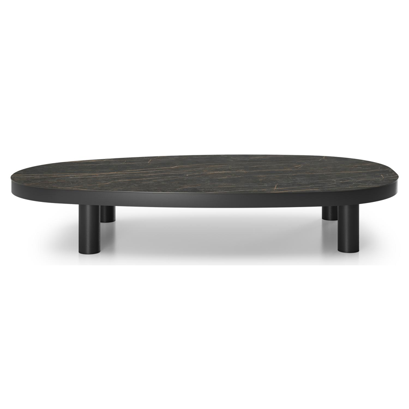 Donato loungetafel in zwart aluminium en black obsession volkeramiek - L 151 x B 90 x H 25 cm