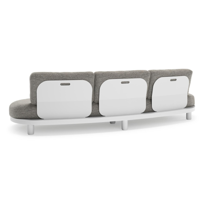 Donato loungebank in wit aluminium met all weather sunbrella® luxe Tundra Pepper kussen