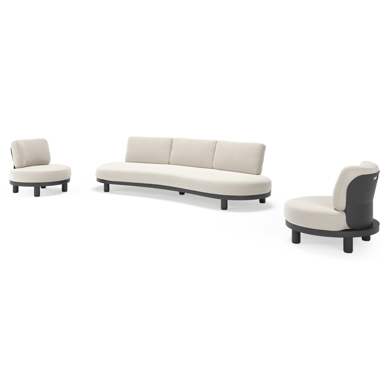 Donato loungeset in zwart aluminium met all weather solica Firenze Natural kussen