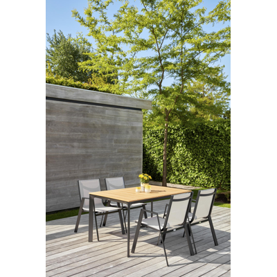 Fina tuintafel in zwart aluminium en polywood - L 145 x B 90 x H 74 cm