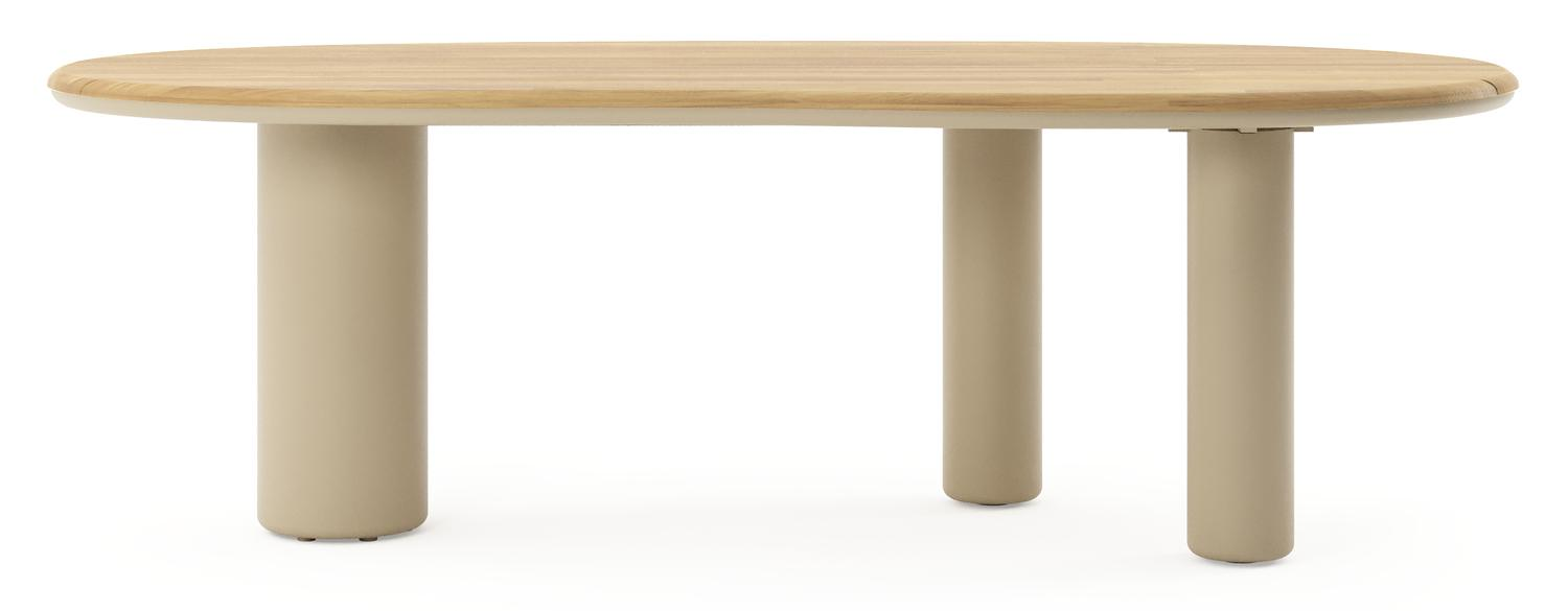 Amico tuintafel organisch in beige aluminium en teak - L 240 x B 110 x H 73.5 cm