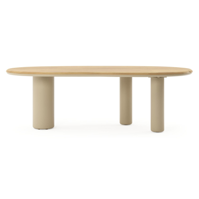 Amico tuintafel organisch in beige aluminium en teak - L 240 x B 110 x H 73.5 cm