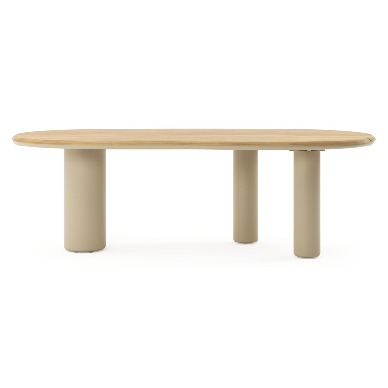 Amico tuintafel organisch in beige aluminium en teak - L 240 x B 110 x H 73.5 cm