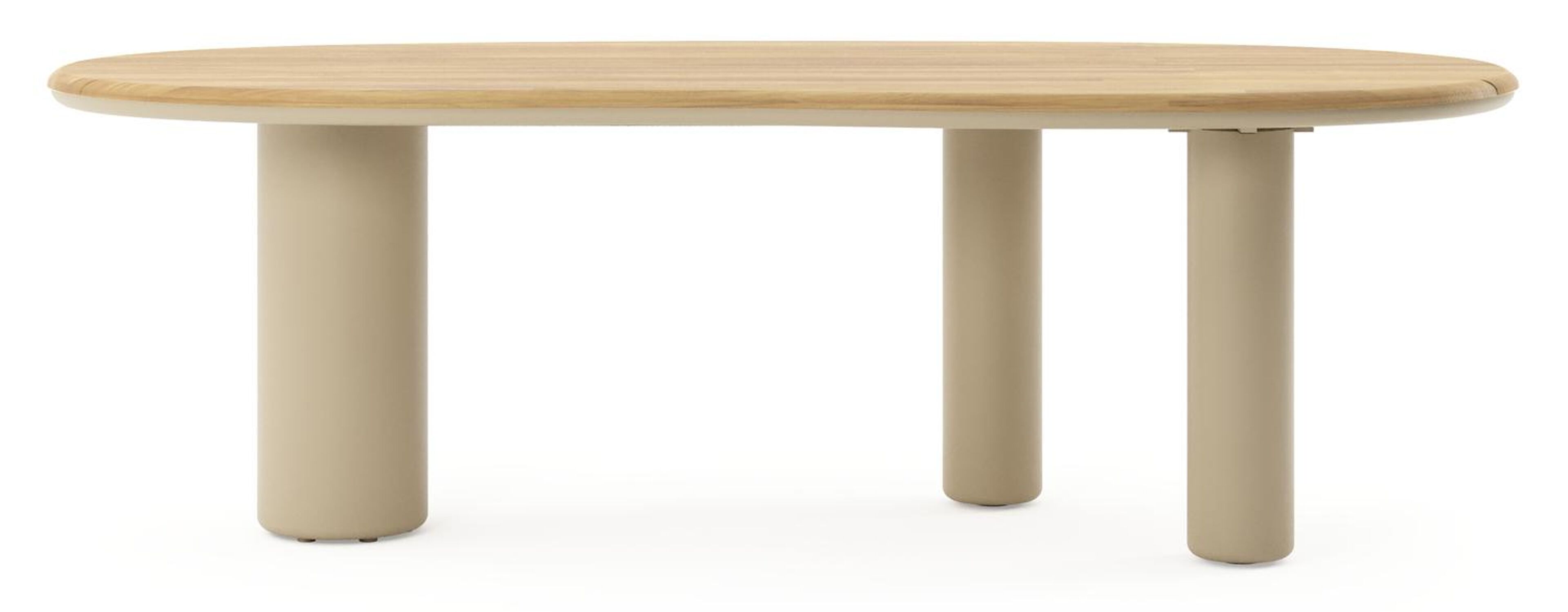 Amico tuintafel organisch in beige aluminium en teak - L 240 x B 110 x H 74 cm