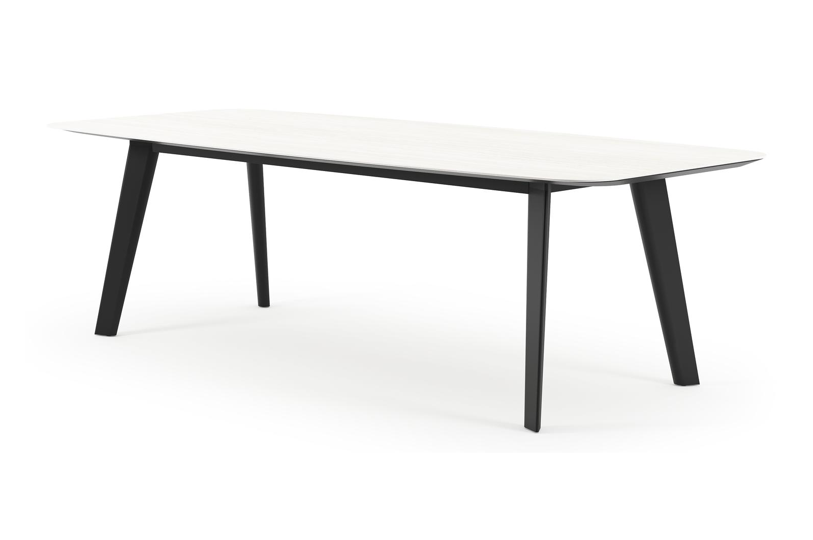 Lacrima tuintafel bootvorm in zwart aluminium en volkeramiek calista - L 255 x B 115 x H 73 cm