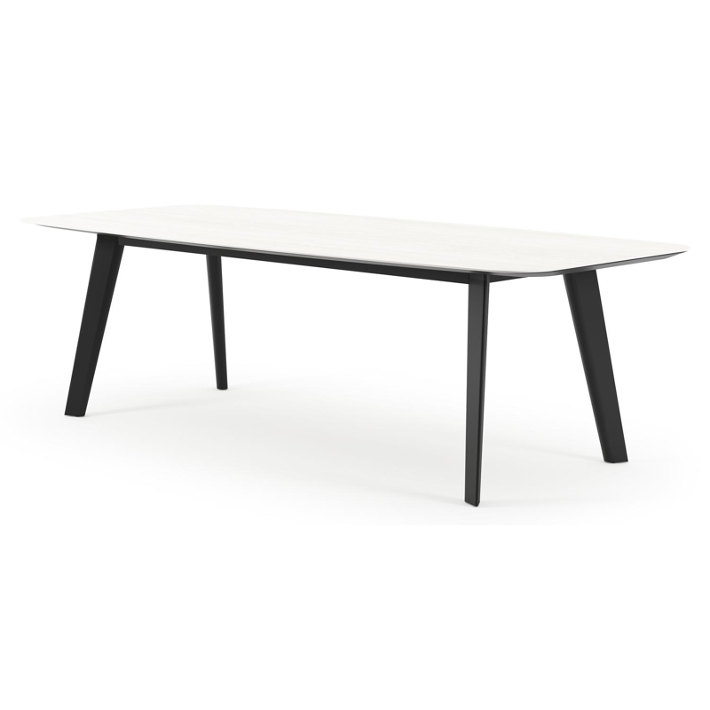 Lacrima tuintafel bootvorm in zwart aluminium en volkeramiek calista - L 255 x B 115 x H 73 cm