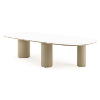 Amico tuintafel bombo xl in beige aluminium en volkeramiek Arctic White - L 320 x B 148 x H 73.5 cm