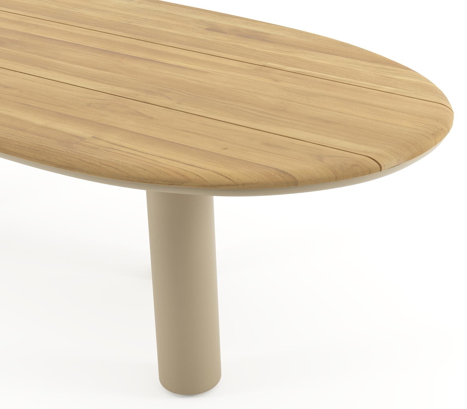 Amico tuintafel organisch in beige aluminium en teak - L 280 x B 120 x H 73.5 cm