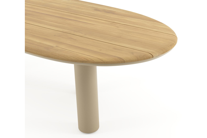 Amico tuintafel organisch in beige aluminium en teak - L 280 x B 120 x H 73.5 cm