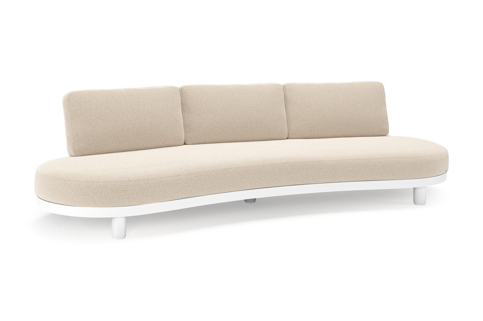 Canapé de jardin Donato en aluminium blanc et coussins en all weather sunbrella® luxe Lopi Sand