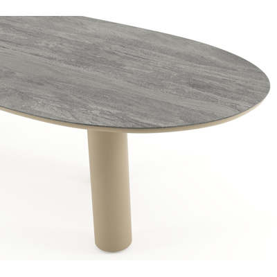 Amico tuintafel organisch in beige aluminium en volkeramiek Aspen Grey - L 280 x B 120 x H 73.5 cm