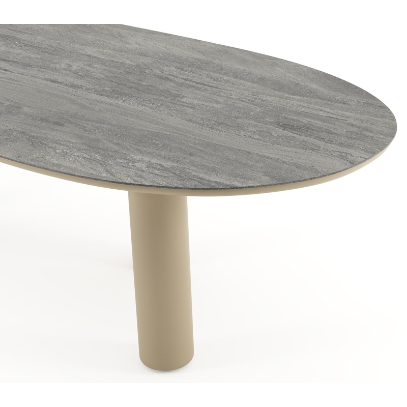 Amico tuintafel organisch in beige aluminium en volkeramiek Aspen Grey - L 280 x B 120 x H 73.5 cm