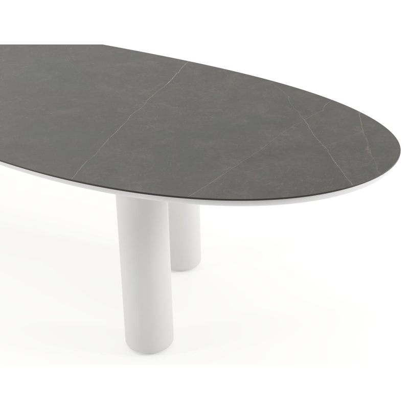 Amico tuintafel organisch in wit aluminium en volkeramiek Calatorao - L 320 x B 120 x H 73.5 cm