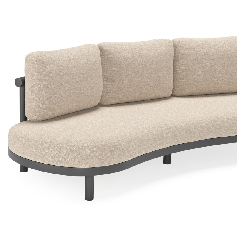 Salon de jardin Lindo en aluminium noir avec coussins en weather+ softtouch rustic