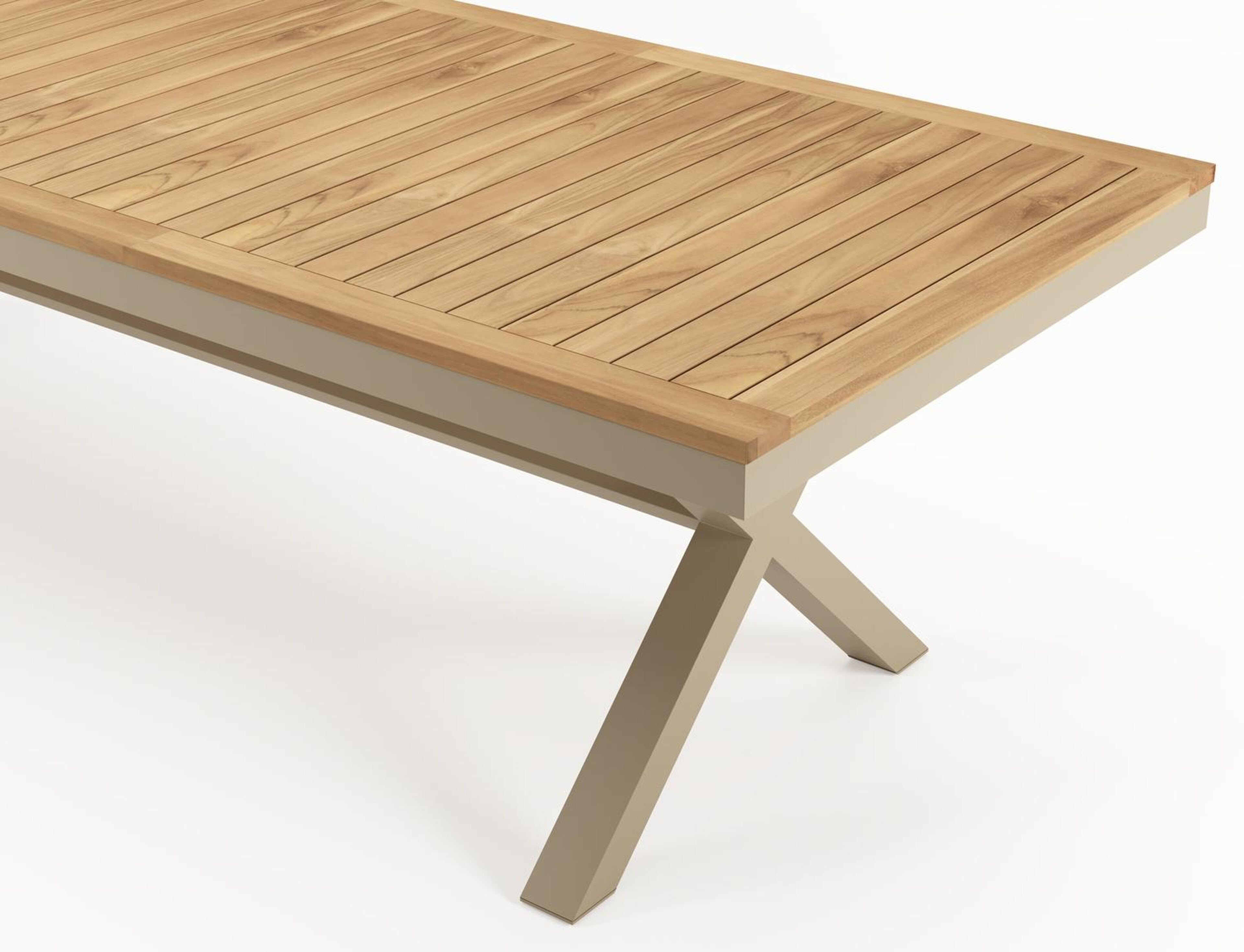 Reza tuintafel rechthoekig in beige aluminium en teak - L 270 x B 100 x H 74 cm