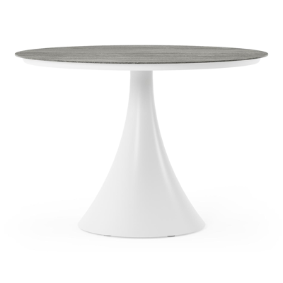 Fano tuintafel rond in wit aluminium en volkeramiek Aspen Grey - Dia. 110 x H 75 cm