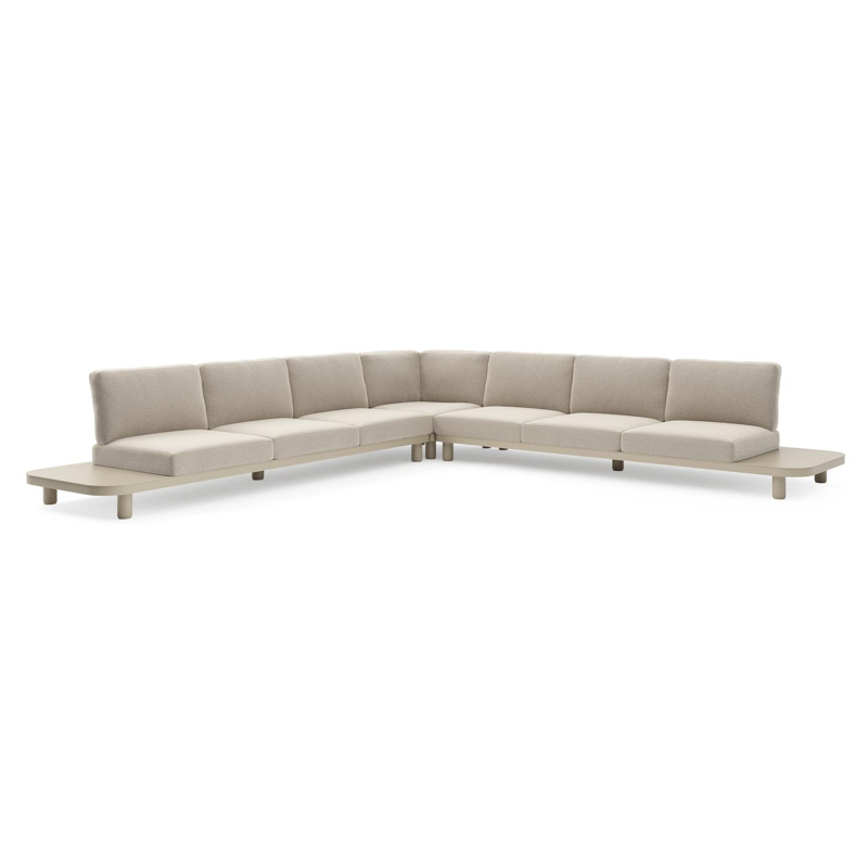 Salon de jardin d'angle Donato en aluminium beige et coussins en all weather cosytica catania sand
